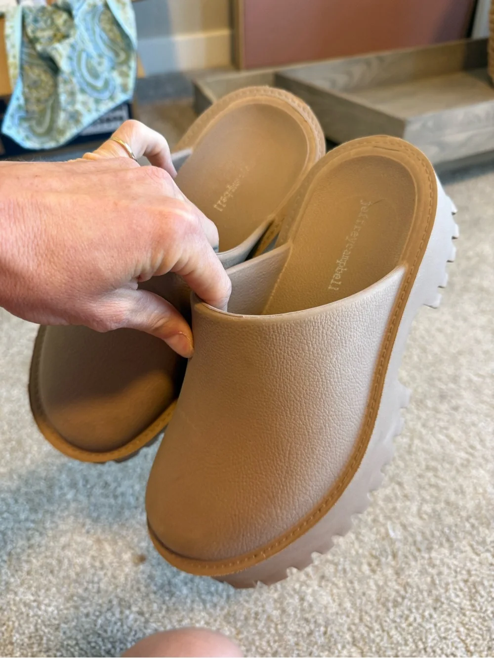 Jeffrey Campbell Chunky Platform Mule Clogs in Tan - Picture 2 of 4